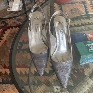 Silver sling back heels